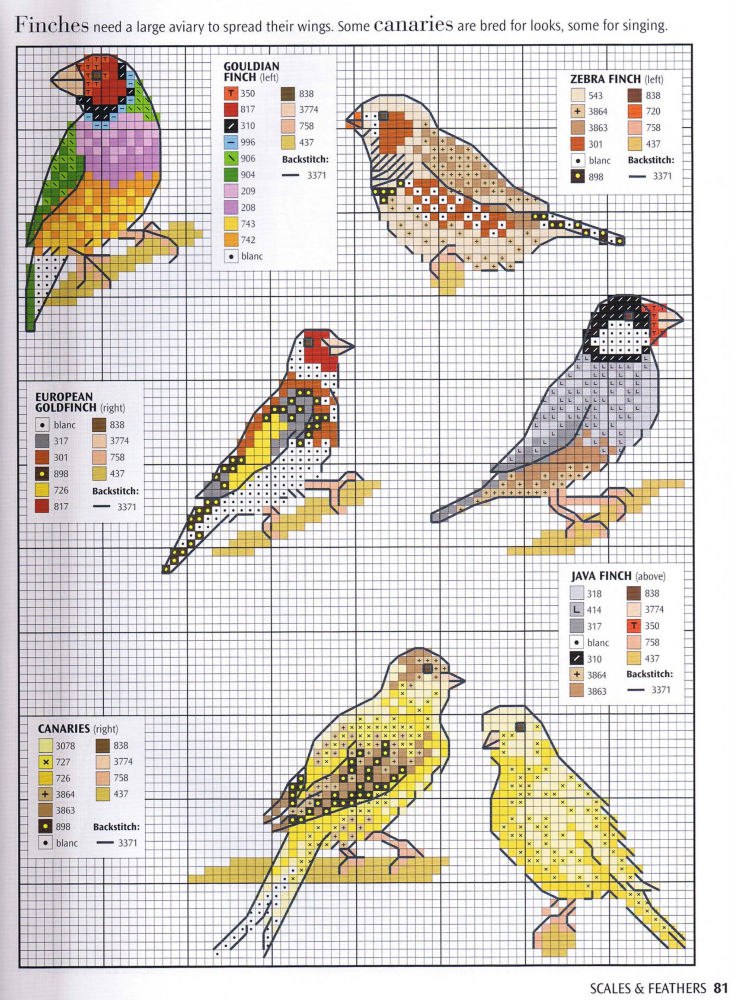 Птицы схема для вышивки крестом