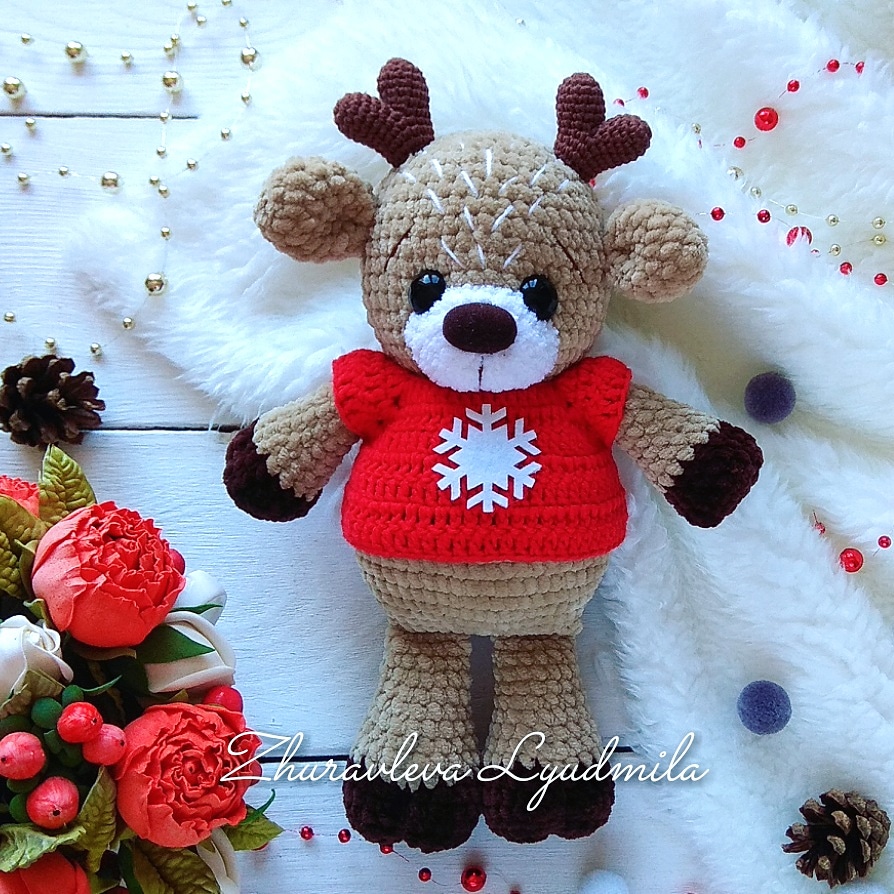 Вязаный олененок Амигуруми, схема №27972